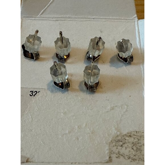 Sterling Silver Flower Stud Earrings Set Of 6 Pairs With Enamel Floral Design - Picture 2 of 2